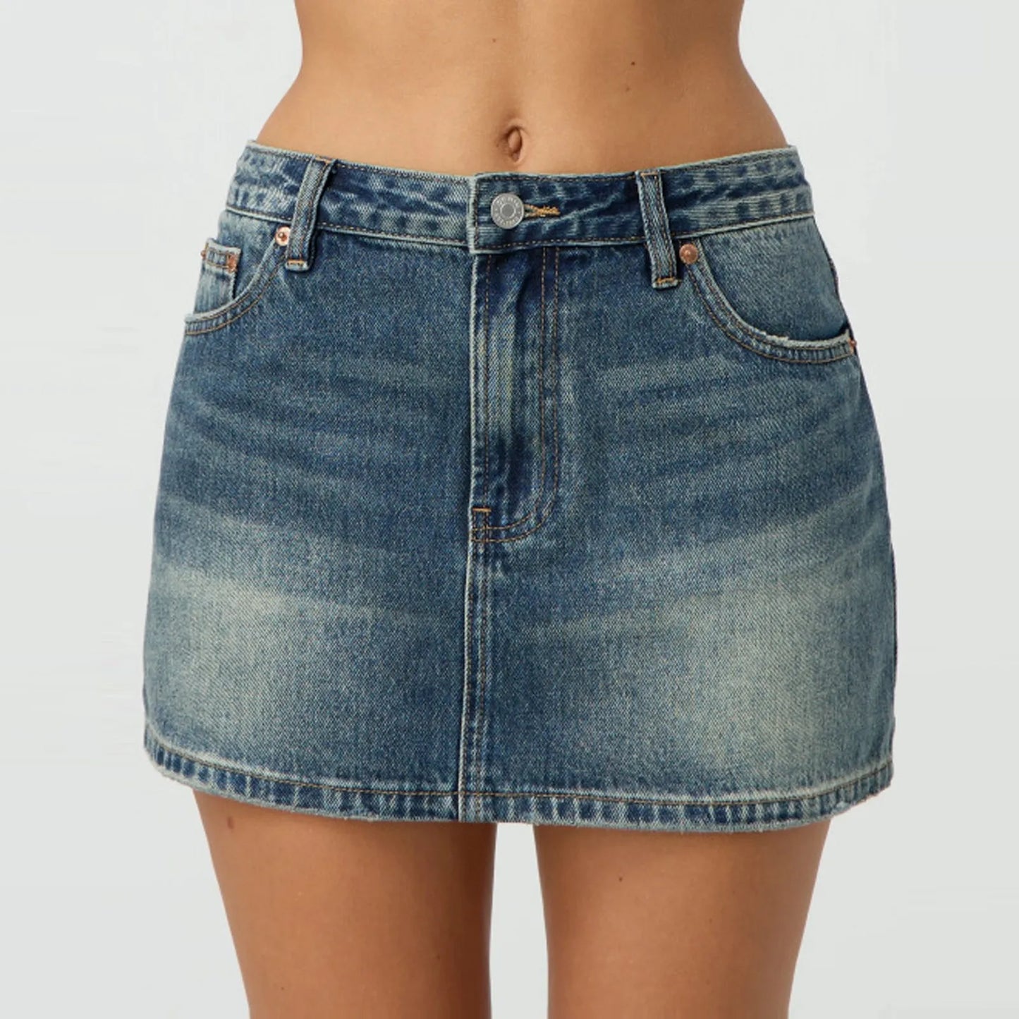 Vintage Denim Mini Skirts for Women Summer Fashion High Waist Straigth Short Faldas Casual Streetwear Classic Jean Skirt