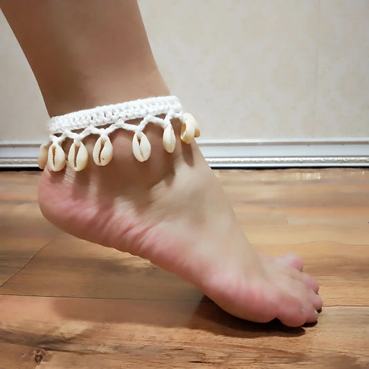 Summer Women Simple Seashell Anklet Chain Crochet Bohemian Foot Jewelry Beach Anklets On Foot Bracelets
