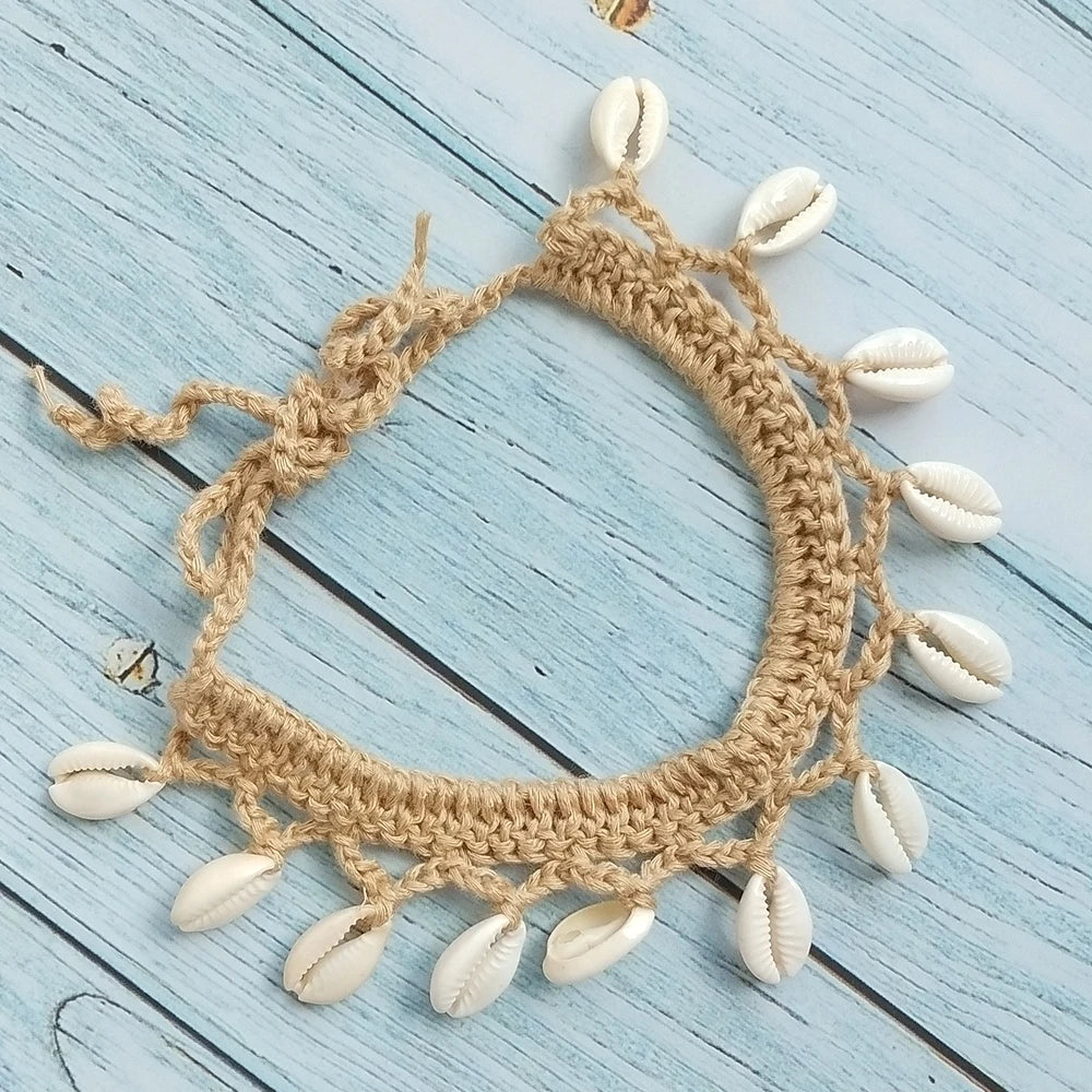 Summer Women Simple Seashell Anklet Chain Crochet Bohemian Foot Jewelry Beach Anklets On Foot Bracelets