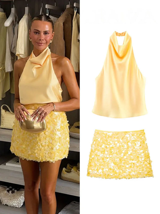 HH Women Summer Fashion Versatile High Waist Slim Sequin Mini Skirt Female Sexy Hip Side Zipper Punk Party Short Skirt Mujer