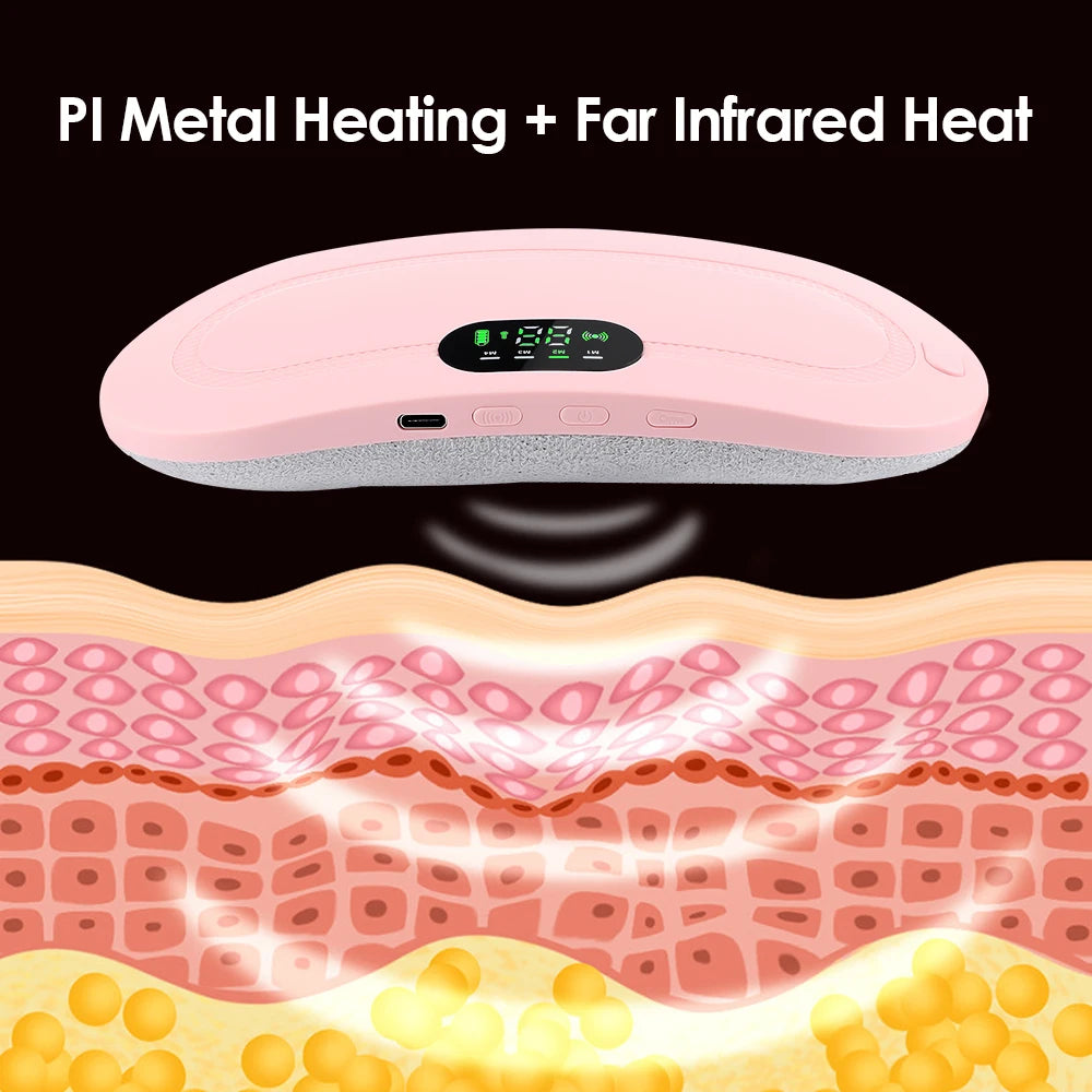 Menstrual Heating Pad Smart Abdominal Massager Warm Palace Belt Waist Vibration Massage Device for Cramps Period Pain Relief