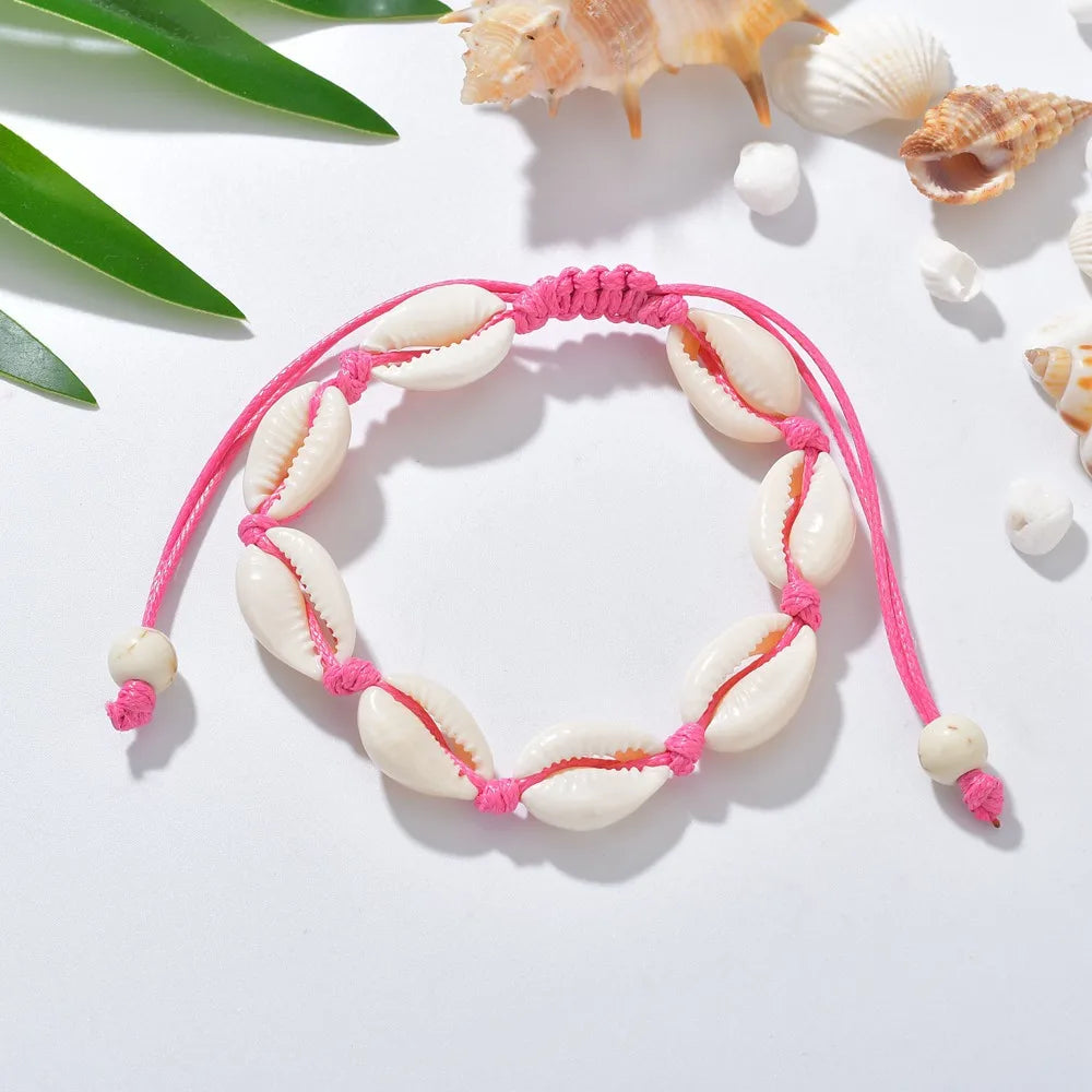 Summer Beach Shell Anklet For Women Bohemian Braided Rope Adjustable  Chain Bangle Girls Leisure Vacation Jewelry