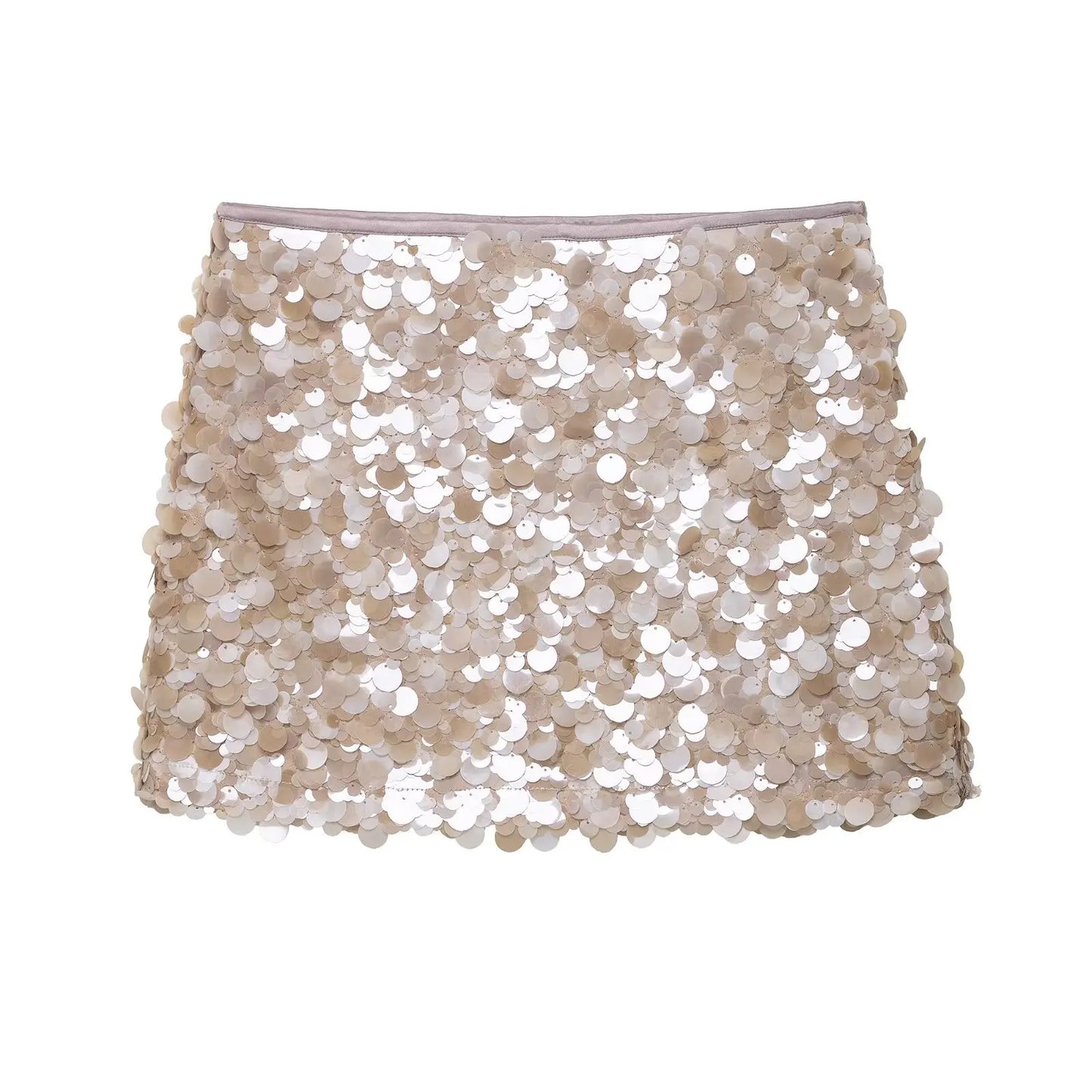 HH Women Summer Fashion Versatile High Waist Slim Sequin Mini Skirt Female Sexy Hip Side Zipper Punk Party Short Skirt Mujer