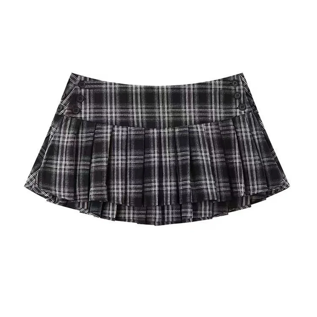 Summer Mini Skirts For Woman Vintage Korean Fashion Red Plaid Skirt Women Y2k Clothes Skirts Buttons Pleated Skirts Preppy Style