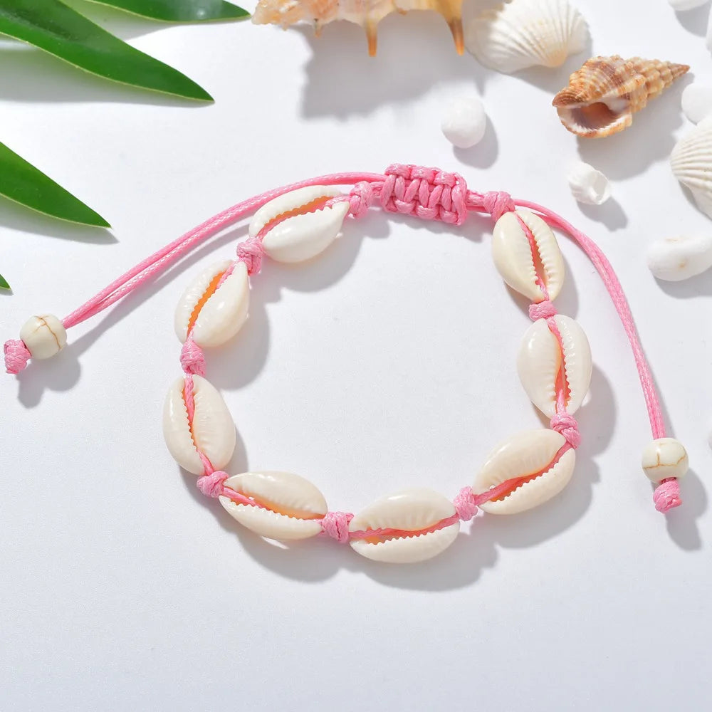Summer Beach Shell Anklet For Women Bohemian Braided Rope Adjustable  Chain Bangle Girls Leisure Vacation Jewelry