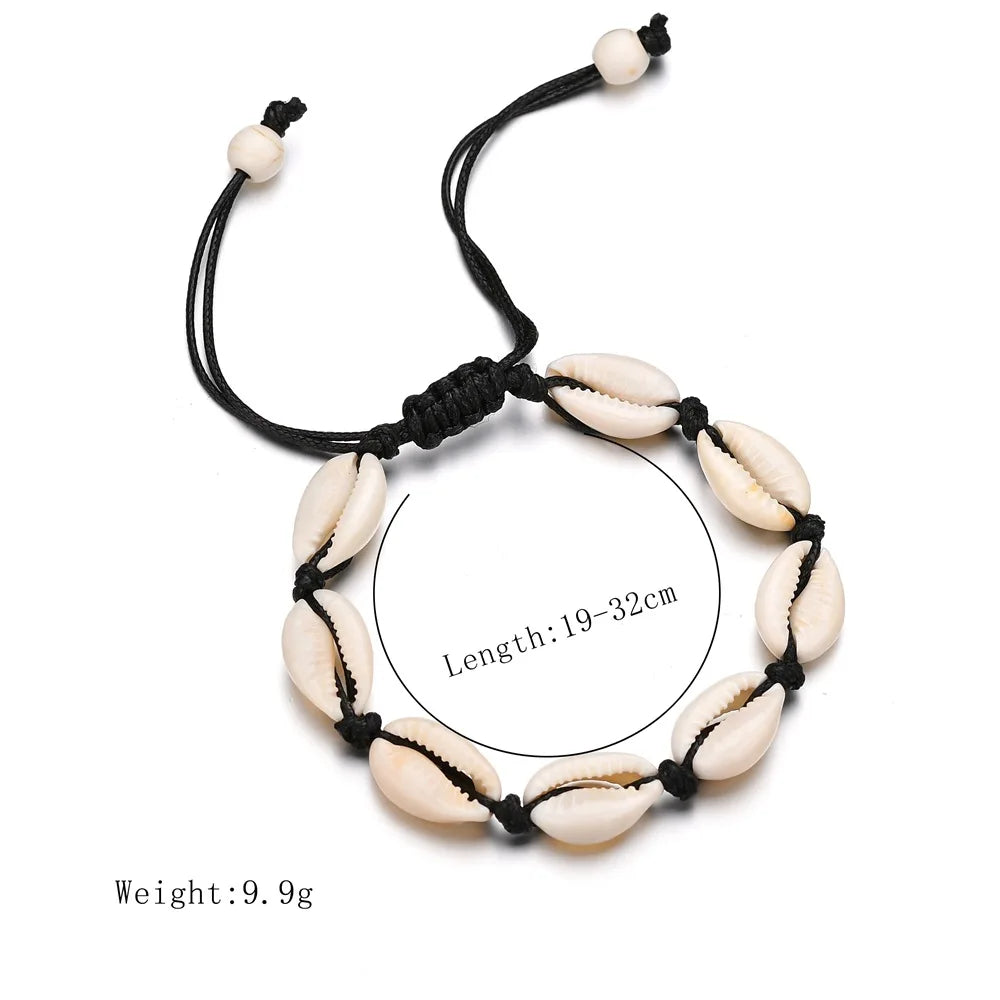 Summer Beach Shell Anklet For Women Bohemian Braided Rope Adjustable  Chain Bangle Girls Leisure Vacation Jewelry