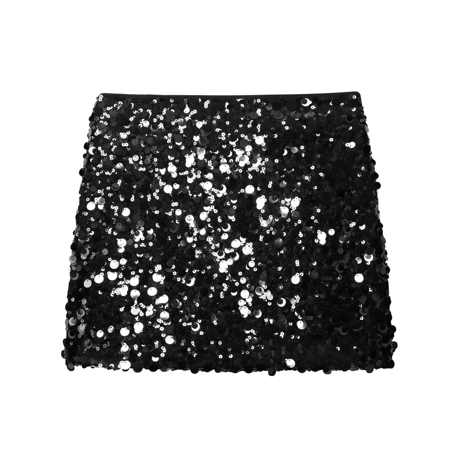 HH Women Summer Fashion Versatile High Waist Slim Sequin Mini Skirt Female Sexy Hip Side Zipper Punk Party Short Skirt Mujer
