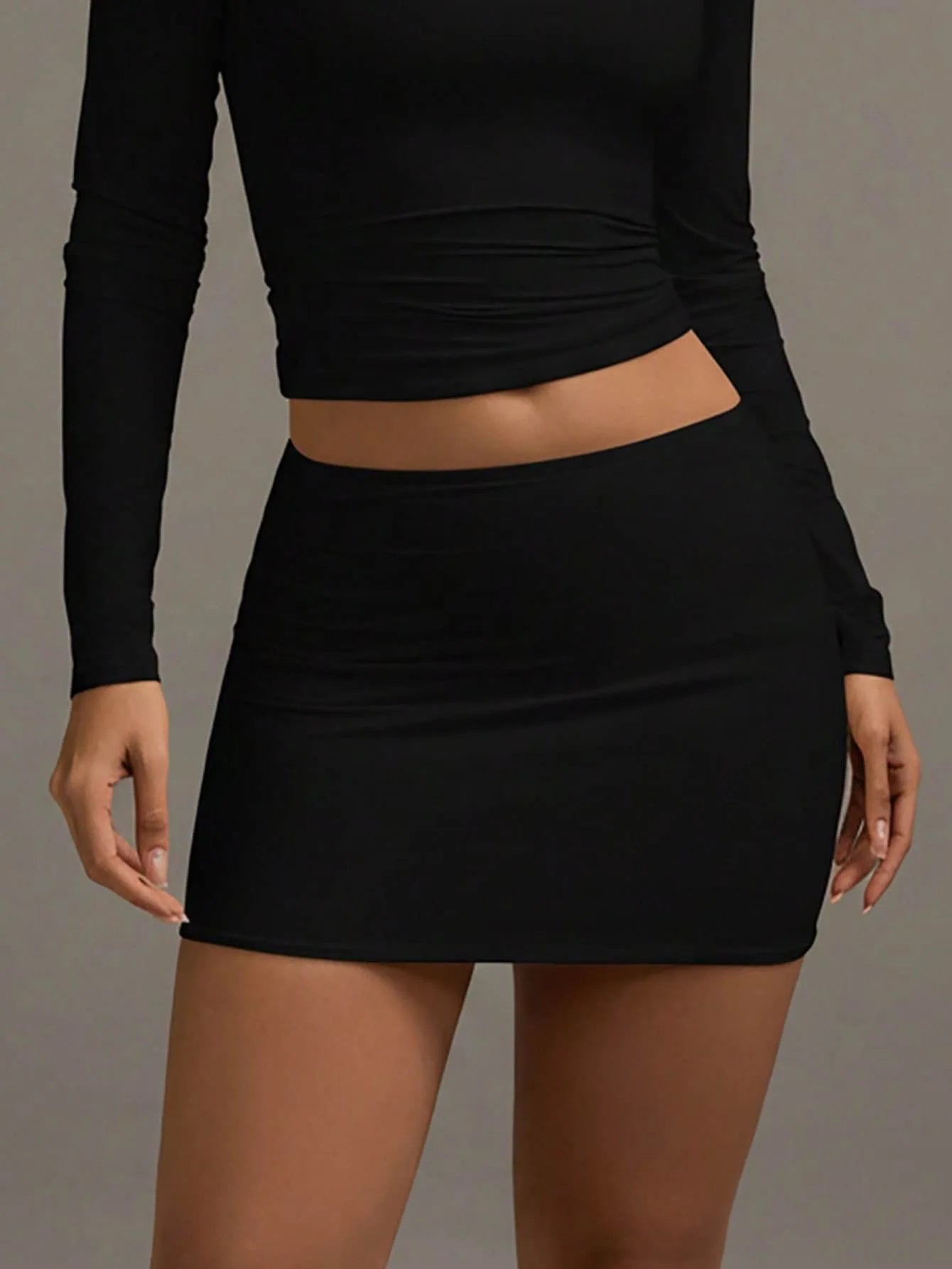 Women's Mini Skirt, Black Elastic Waist Bodycon Elegant Short Skirt