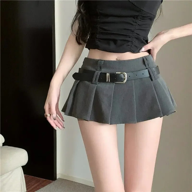 Skirts Women Low-waist Pleated Faldas Mini Chic Y2k Solid Fashion High Street Cozy College Dating Harajuku Mujer Summer Hostweet