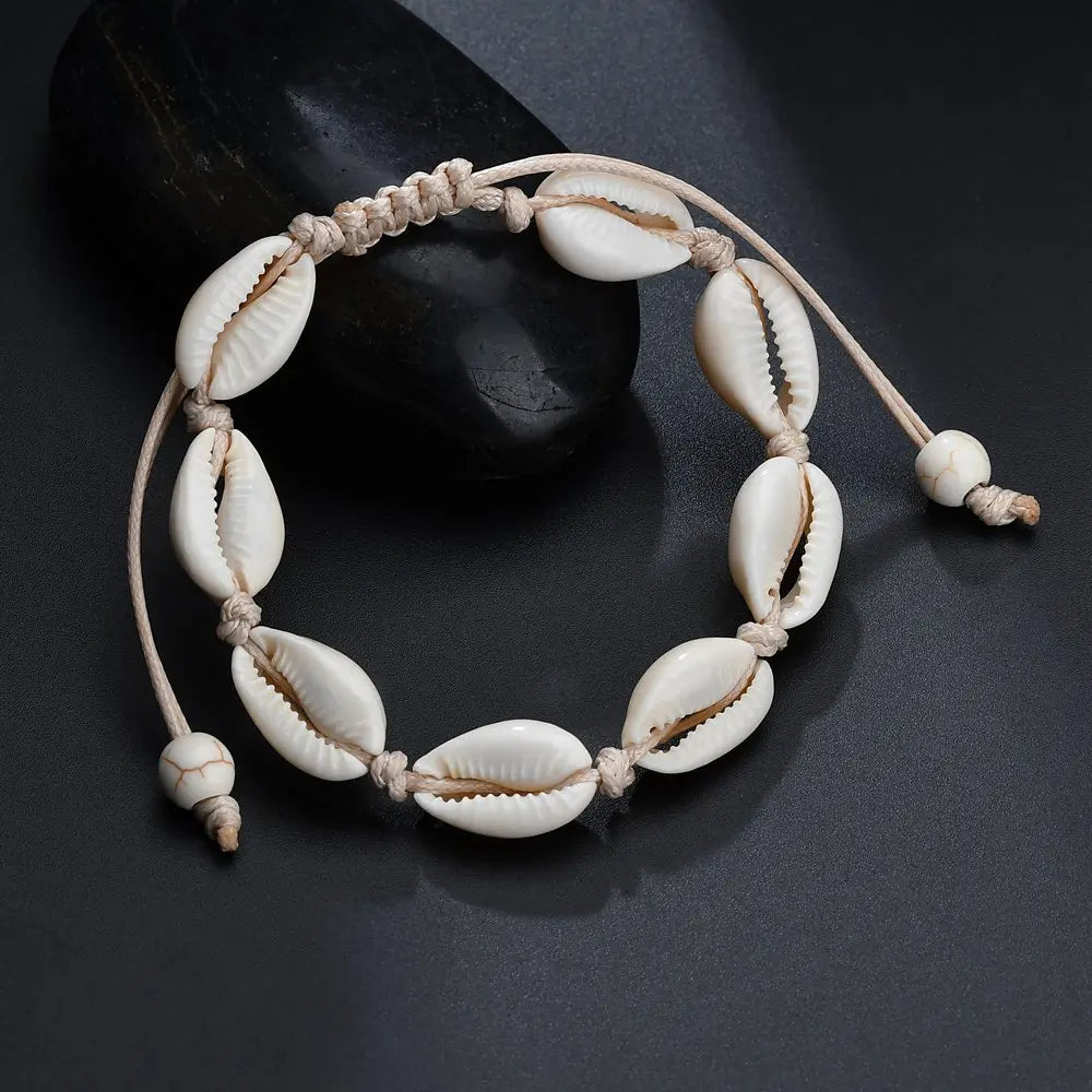 Summer Beach Shell Anklet For Women Bohemian Braided Rope Adjustable  Chain Bangle Girls Leisure Vacation Jewelry
