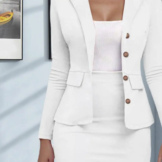 Women's Business Skirt Suit Set Long Sleeve Blazer Jacket And Pencil Skirt Set Casual Office Work 2 Piece Office Bodycon Outfits