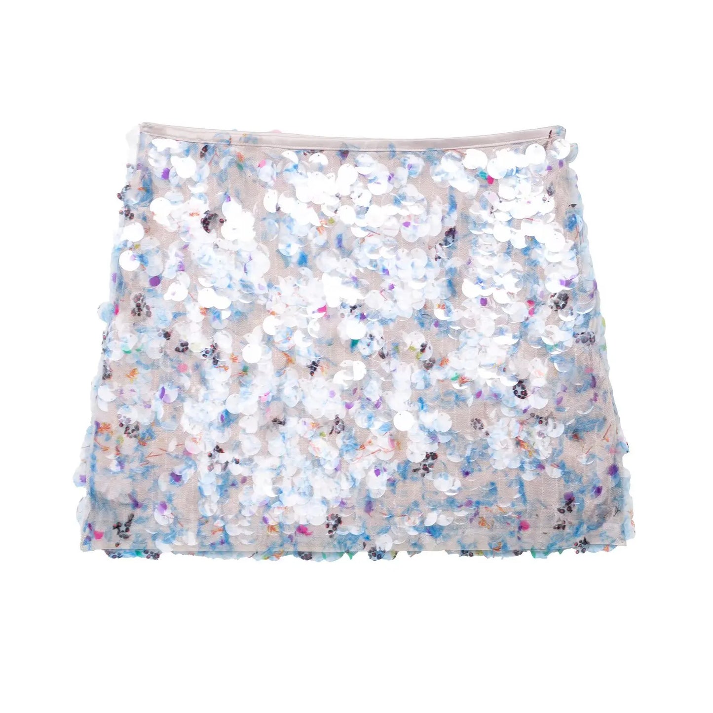 HH Women Summer Fashion Versatile High Waist Slim Sequin Mini Skirt Female Sexy Hip Side Zipper Punk Party Short Skirt Mujer