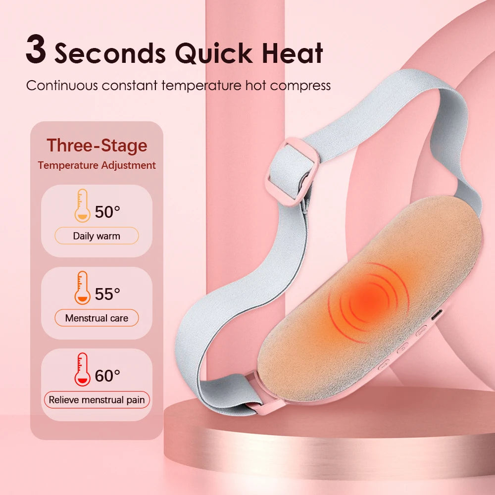 Menstrual Heating Pad Smart Abdominal Massager Warm Palace Belt Waist Vibration Massage Device for Cramps Period Pain Relief