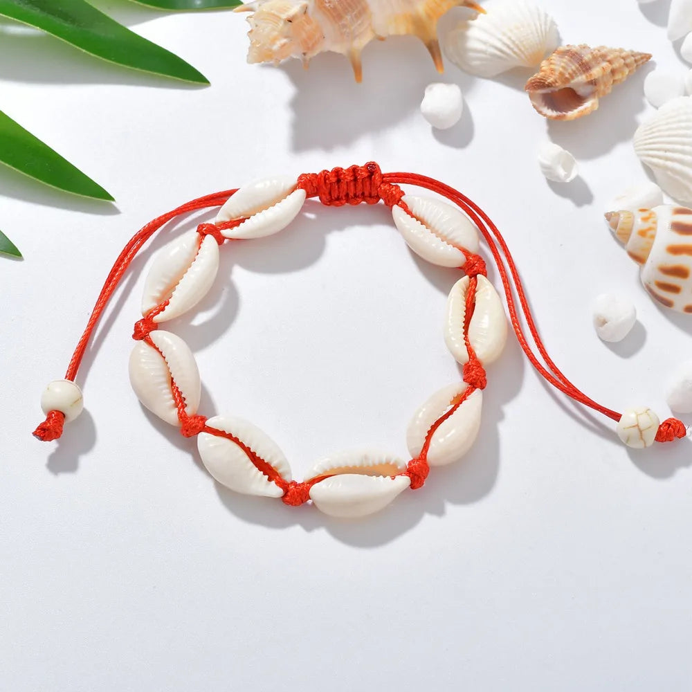Summer Beach Shell Anklet For Women Bohemian Braided Rope Adjustable  Chain Bangle Girls Leisure Vacation Jewelry