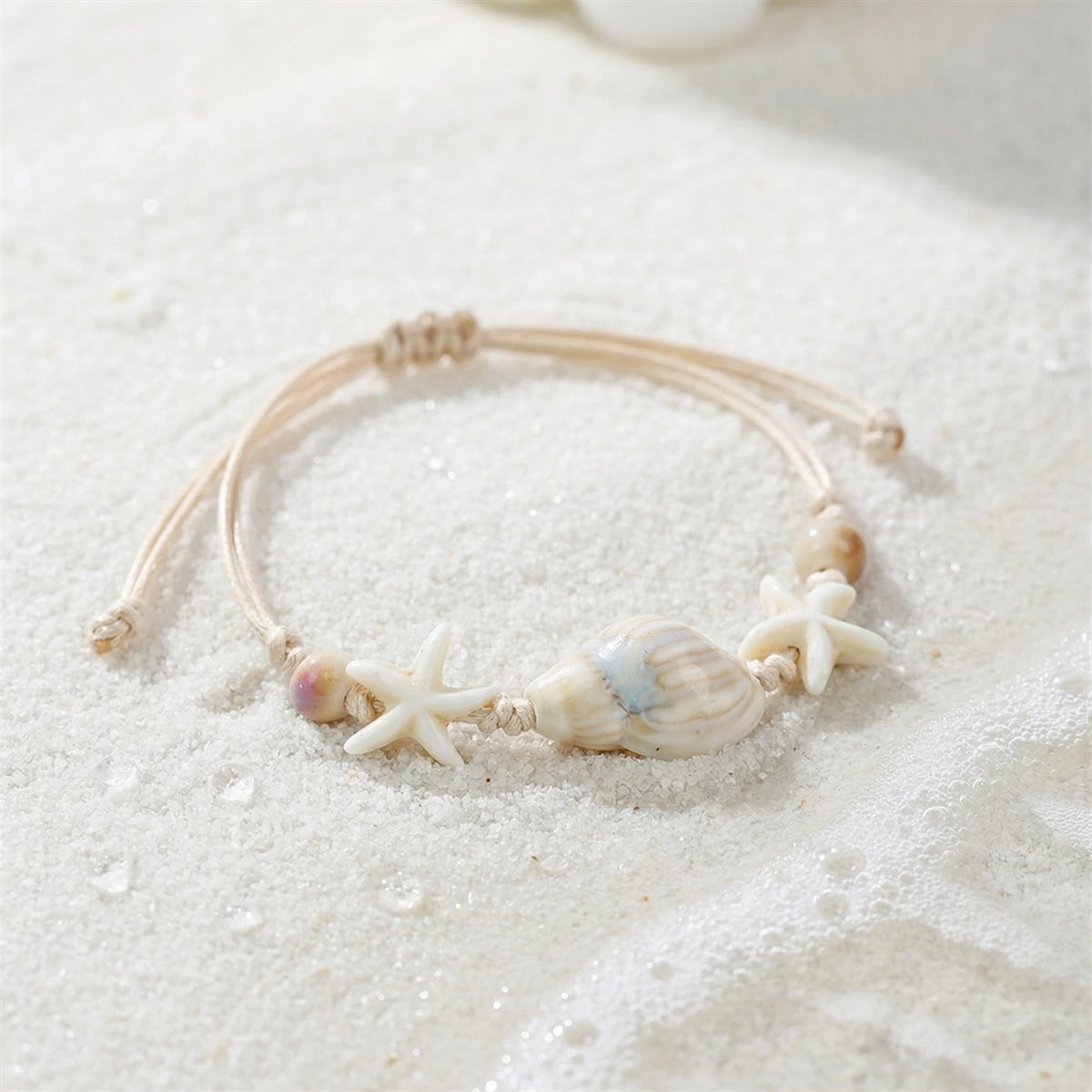 Bohemian Shell Starfish Woven Bracelet for Women Summer Beach Vacation Handmade Adjustable Rope Bangle Wristband Jewelry Gift