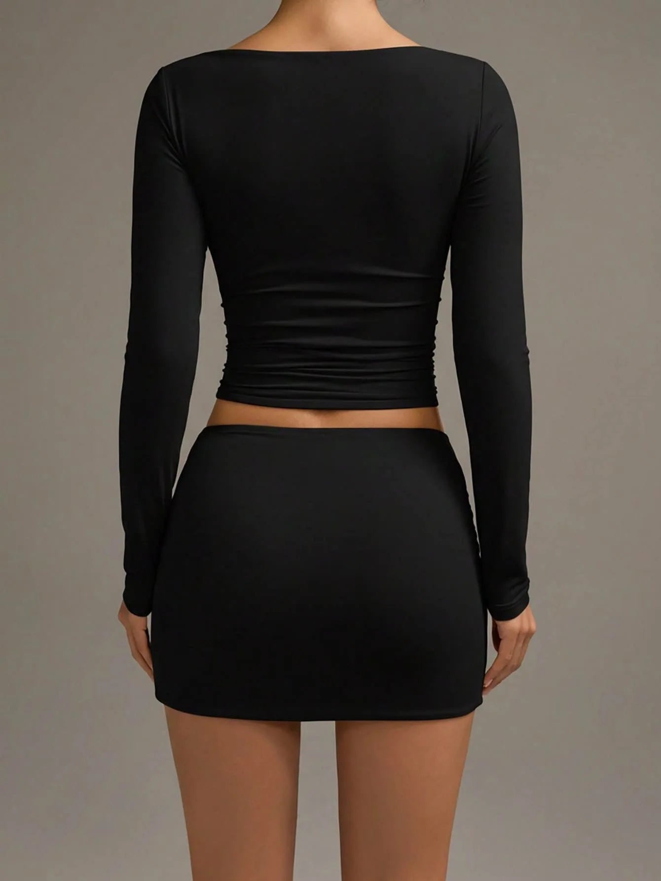 Women's Mini Skirt, Black Elastic Waist Bodycon Elegant Short Skirt