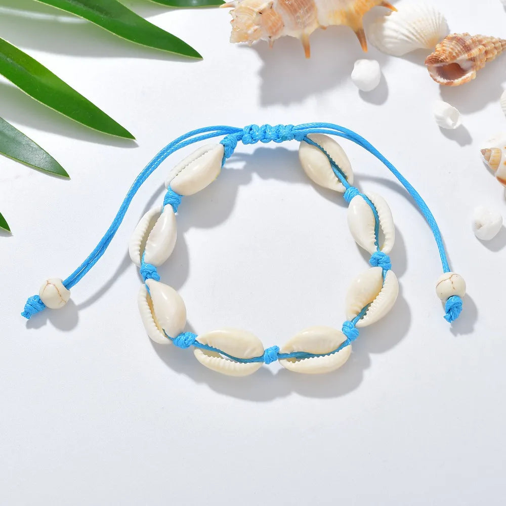 Summer Beach Shell Anklet For Women Bohemian Braided Rope Adjustable  Chain Bangle Girls Leisure Vacation Jewelry