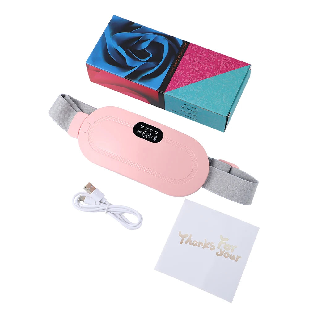 Menstrual Heating Pad Smart Abdominal Massager Warm Palace Belt Waist Vibration Massage Device for Cramps Period Pain Relief