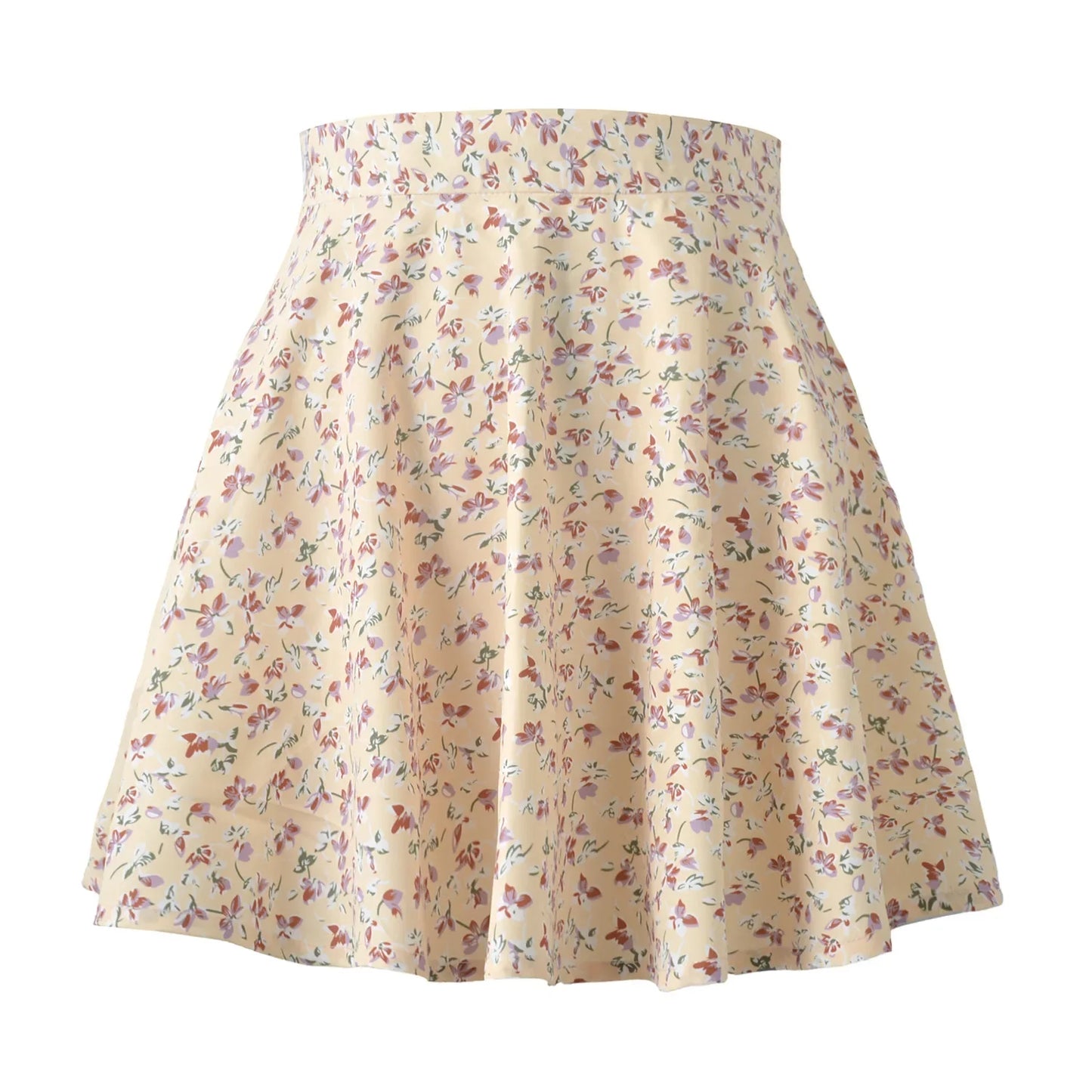 Summer new women' floral print skirt high waist umbrella mini skirt Female invisible zipper chiffon print short skirt women 2022