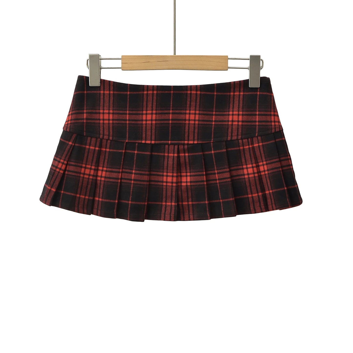 Summer Mini Skirts For Woman Vintage Korean Fashion Red Plaid Skirt Women Y2k Clothes Skirts Buttons Pleated Skirts Preppy Style