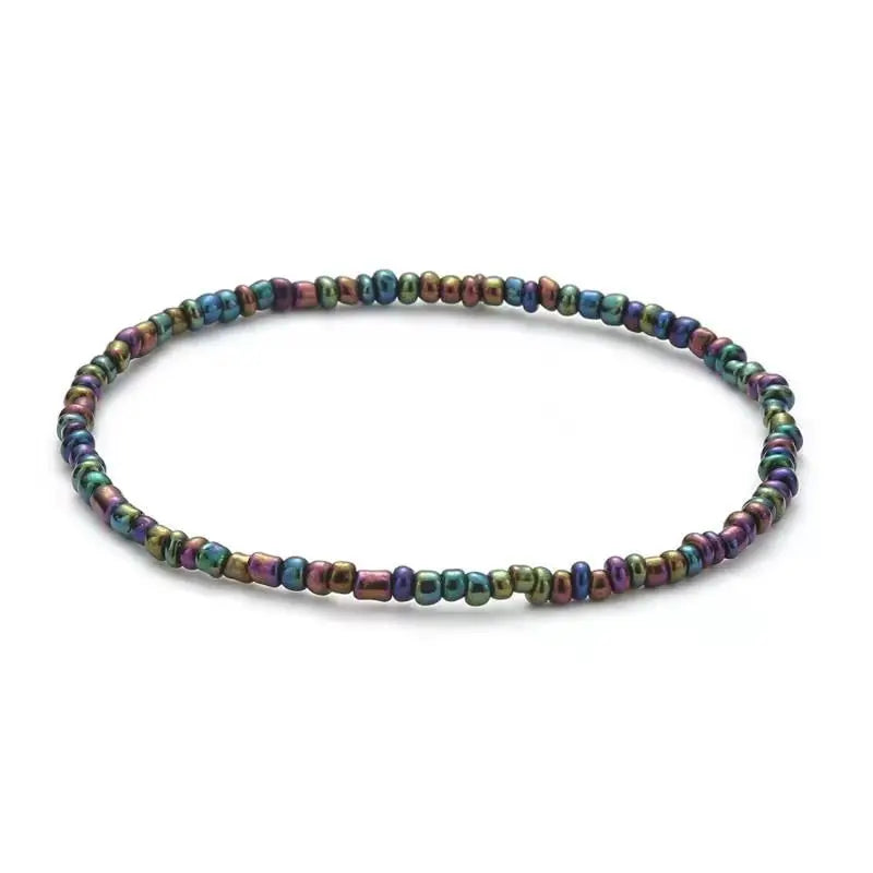 Colorful Beads Anklets Summer Beach Boho Women Elastic Rope Chains Adjustable Ankle Bracelet Beach Jewelry Vacation Accessories