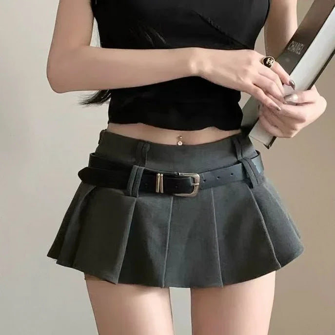 Skirts Women Low-waist Pleated Faldas Mini Chic Y2k Solid Fashion High Street Cozy College Dating Harajuku Mujer Summer Hostweet